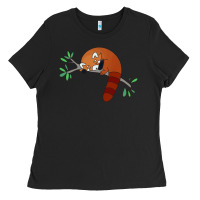 Black red panda sleeping Ladies Tee - artisFamous