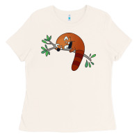 Bone red panda sleeping Ladies Tee - artisFamous