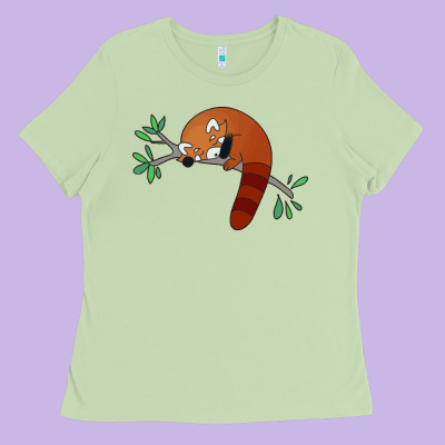 Red Panda Sleeping Ladies Tee Designed By Artisfamous