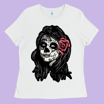 Sugar Skull Lady Ladies Tee Designed By Artisfamous