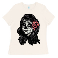 Bone sugar skull lady Ladies Tee - artisFamous