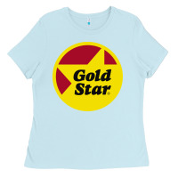 Baby Blue Gold Star Chili Resto Ladies Tee - artisFamous