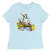 Baby Blue calvin and hobbes bill watterson Ladies Tee - artisFamous