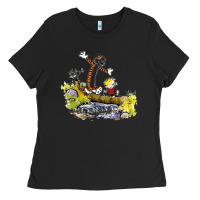 Black calvin and hobbes bill watterson Ladies Tee - artisFamous