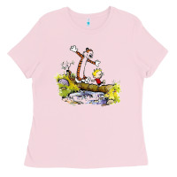 Bubblegum Pink calvin and hobbes bill watterson Ladies Tee - artisFamous