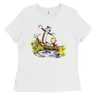 White calvin and hobbes bill watterson Ladies Tee - artisFamous