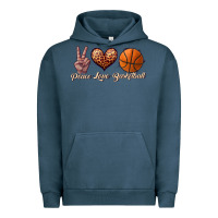 Pigment Midnight Navy peace love basketball Urban Hoodie - JahusDesignShop