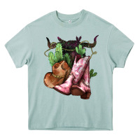 Arona Cowgirl boots hat horns cactus Heavy Core Tee - HowdyJamesFarm