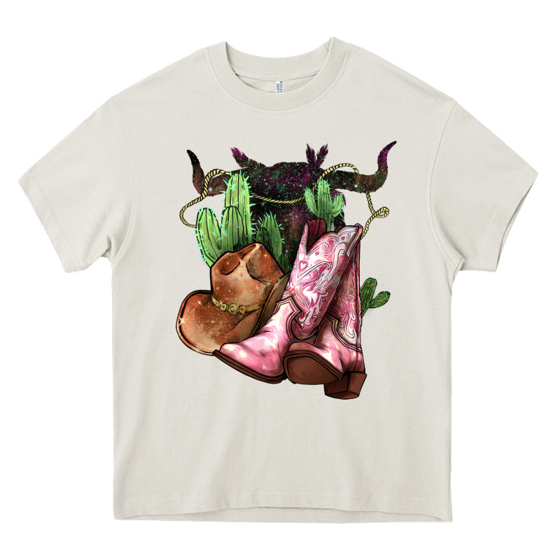 Cowgirl Boots Hat Horns Cactus Heavy Core Tee by HowdyJamesFarm | Teevron