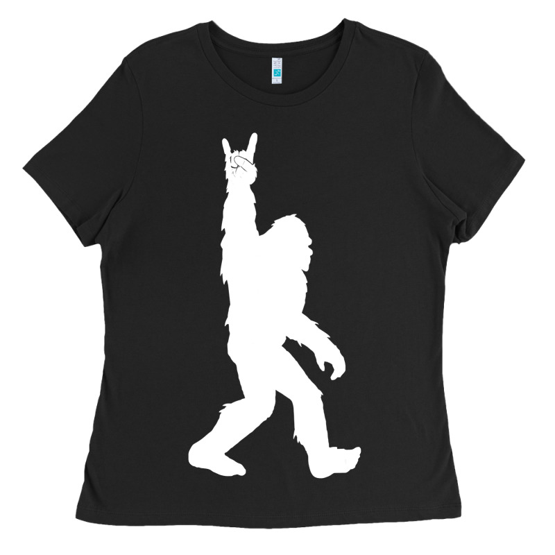 Funny Bigfoot Rock And Roll T Shirt For Sasquatch Believers Ladies Tee by artisFamous | Teevron