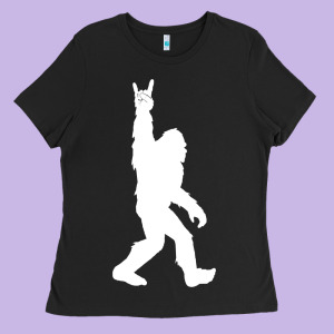 Funny Bigfoot Rock And Roll T Shirt For Sasquatch Believers Ladies Tee Designed By Artisfamous