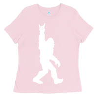 Bubblegum Pink funny bigfoot rock and roll t shirt for sasquatch believers Ladies Tee - artisFamous