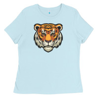 Baby Blue tiger vector face Ladies Tee - artisFamous