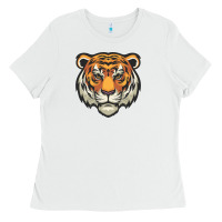 White tiger vector face Ladies Tee - artisFamous