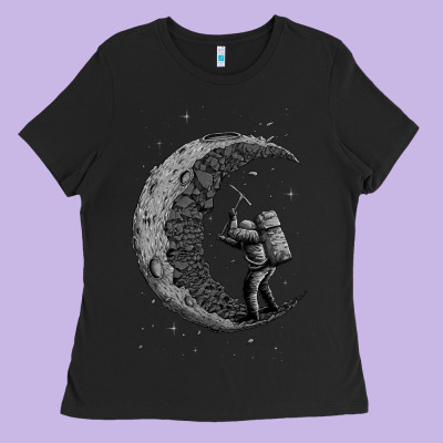 Digging The Moon Ladies Tee Designed By Artisfamous