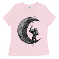 Bubblegum Pink digging the moon Ladies Tee - artisFamous