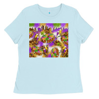 Baby Blue Mardi Gras with king cake tumbler Ladies Tee - HowdyJamesFarm