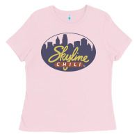 Bubblegum Pink Skyline Chili Resto Ladies Tee - artisFamous