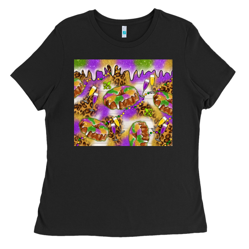 Mardi Gras With King Cake Tumbler Ladies Tee by HowdyJamesFarm | Teevron