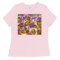 Bubblegum Pink Mardi Gras with king cake tumbler Ladies Tee - HowdyJamesFarm