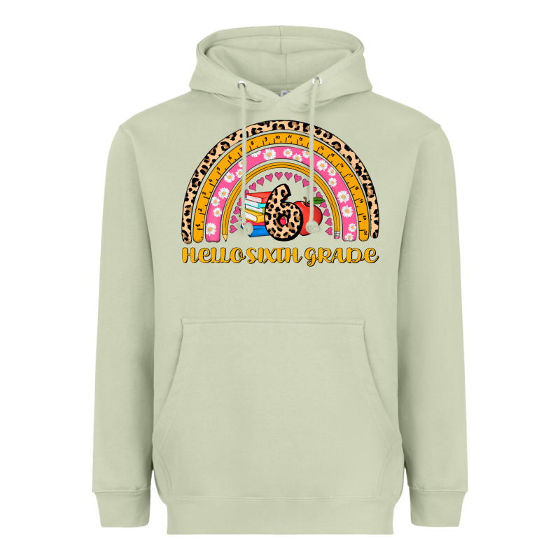 Back To School Rainbow Hello Sixth Grade Heavyweight Hoodie by AdoDesignShop | Teevron