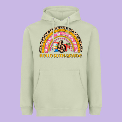 Back To School Rainbow Hello Sixth Grade Heavyweight Hoodie Designed By Adodesignshop
