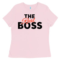 Bubblegum Pink the real boss matching couple Ladies Tee - artisFamous