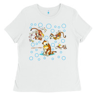 White calvin and hobbes Ladies Tee - artisFamous