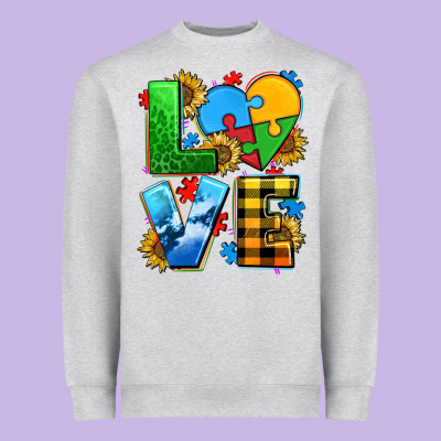 Love With Heart Sunflower Heavyweight Sweatshirt Designed By Adodesignshop