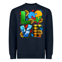 Navy love with heart sunflower Heavyweight Sweatshirt - AdoDesignShop