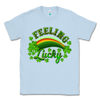 Dusty Blue Feeling lucky with rainbow Classic Tee - RanaPortraitStore