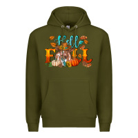 Army Green hello fall heifer cow Premium Hoodie - RanaPortraitStore