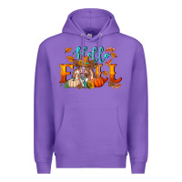 Purple hello fall heifer cow Premium Hoodie - RanaPortraitStore