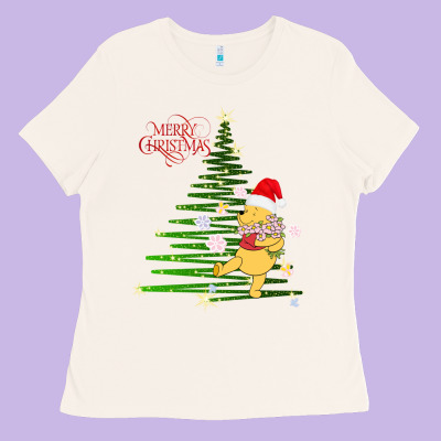 Winnie The Pooh- Merry Christmas Ladies Tee Designed By Artisfamous