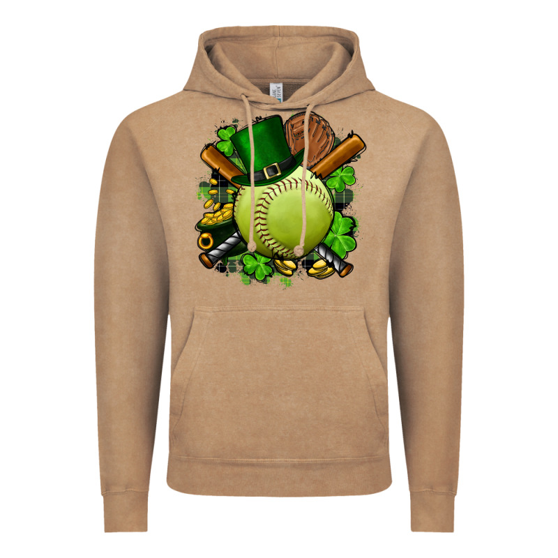 St.patrick's Day Softball Vintage Hoodie by FaDigitalArtStudio | Teevron