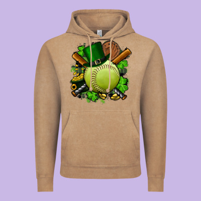 St.patrick's Day Softball Vintage Hoodie Designed By Fadigitalartstudio