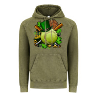 Vintage Olive st.patrick's day softball Vintage Hoodie - FaDigitalArtStudio