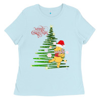 Baby Blue Winnie The Pooh- Merry christmas Ladies Tee - artisFamous