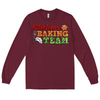 Burgundy christmas baking team Long Sleeve Tee - FaDigitalArtStudio