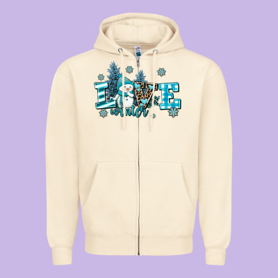 Love Winter Zipper Hoodie Designed By Adodesignshop