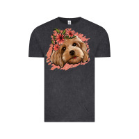 Vintage Black cockapoo floral pink glitter Vintage Tee - Jasminsmagicworld