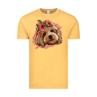 Vintage Mustard cockapoo floral pink glitter Vintage Tee - Jasminsmagicworld