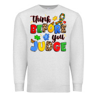 Oatmeal Heather think before you judge Premium Sweatshirt - JahusDesignShop