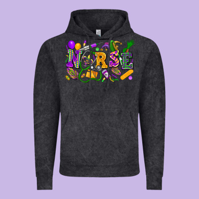 Nurse Mardi Gras Vintage Hoodie Designed By Fadigitalartstudio