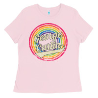 Bubblegum Pink george carlin   retro rainbow faded style Ladies Tee - artisFamous