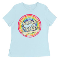 Baby Blue george carlin   retro rainbow faded style Ladies Tee - artisFamous