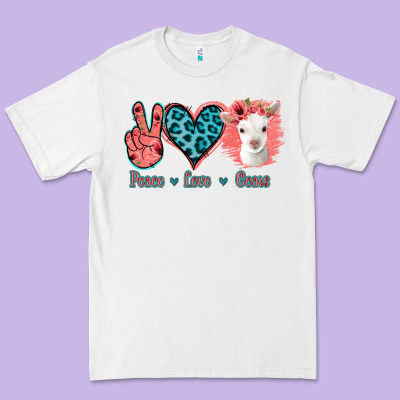 Peace Love Goats Premium Tee Designed By Jasminsmagicworld