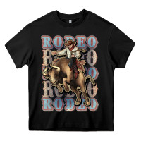 Black Rodeo Cowboy bull western Heavy Core Tee - HowdyJamesFarm