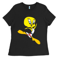 Black tweety bird Ladies Tee - artisFamous