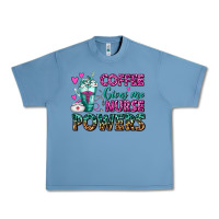 Pebble Blue Coffee Gives Me Nurse Powers Urban Heavy Tee - FaDigitalArtStudio